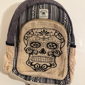 Himalayan Hemp THC Free Black and Tan Skull Backpack